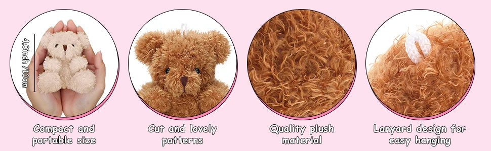 12-96pcs Mini Bear Plush Stuffed Small Teddy Bear