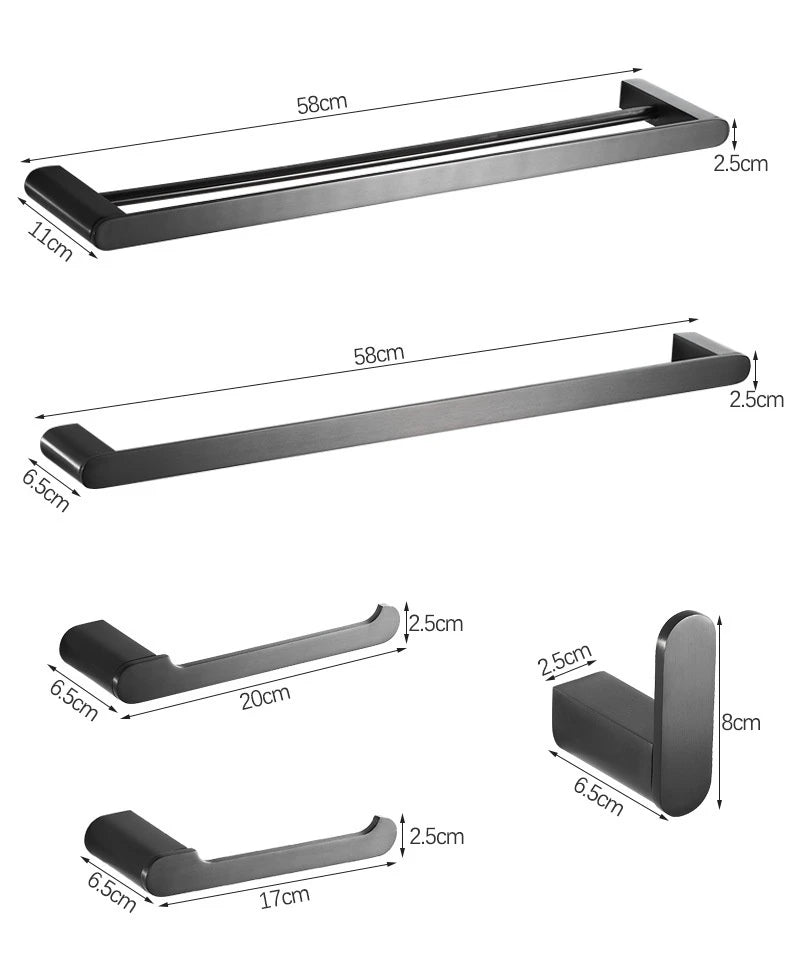 Gunmetal Grey Full Brass Bathroom Storage Towel Rack