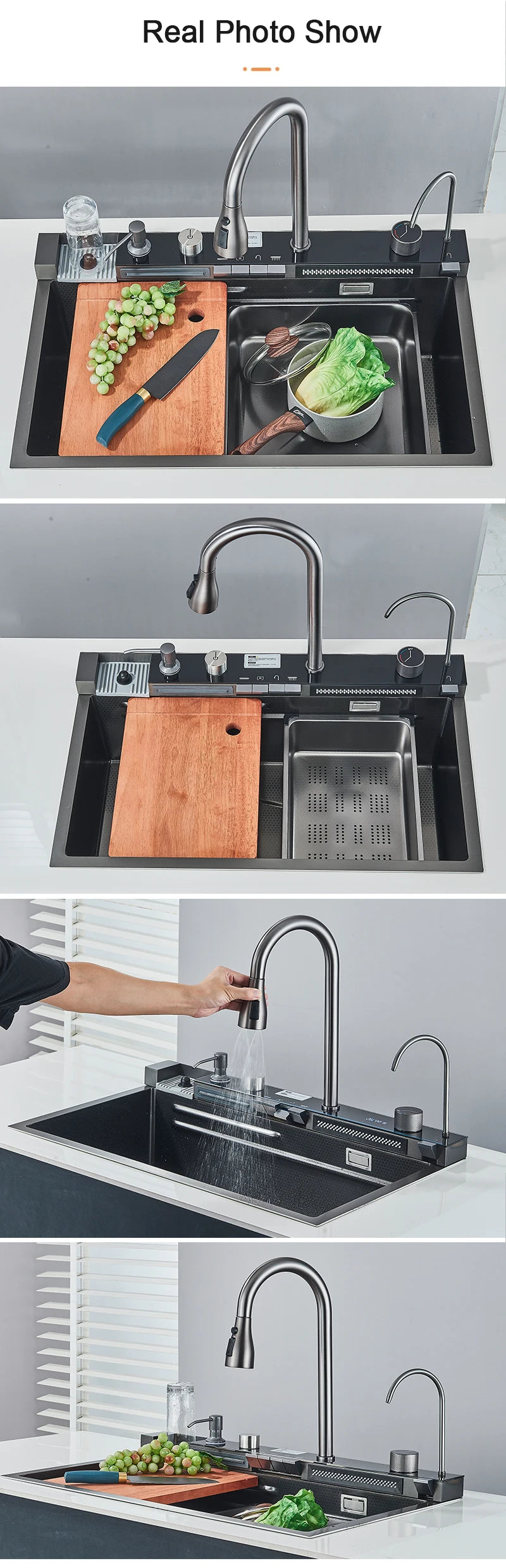 Stainless Steel Sink Faucet 75 45cm Large Bowl