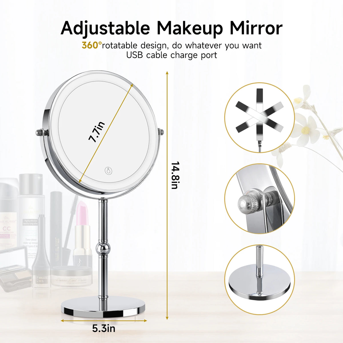 Touch Led Magnifying Makeup Mirror Double Sided 10x