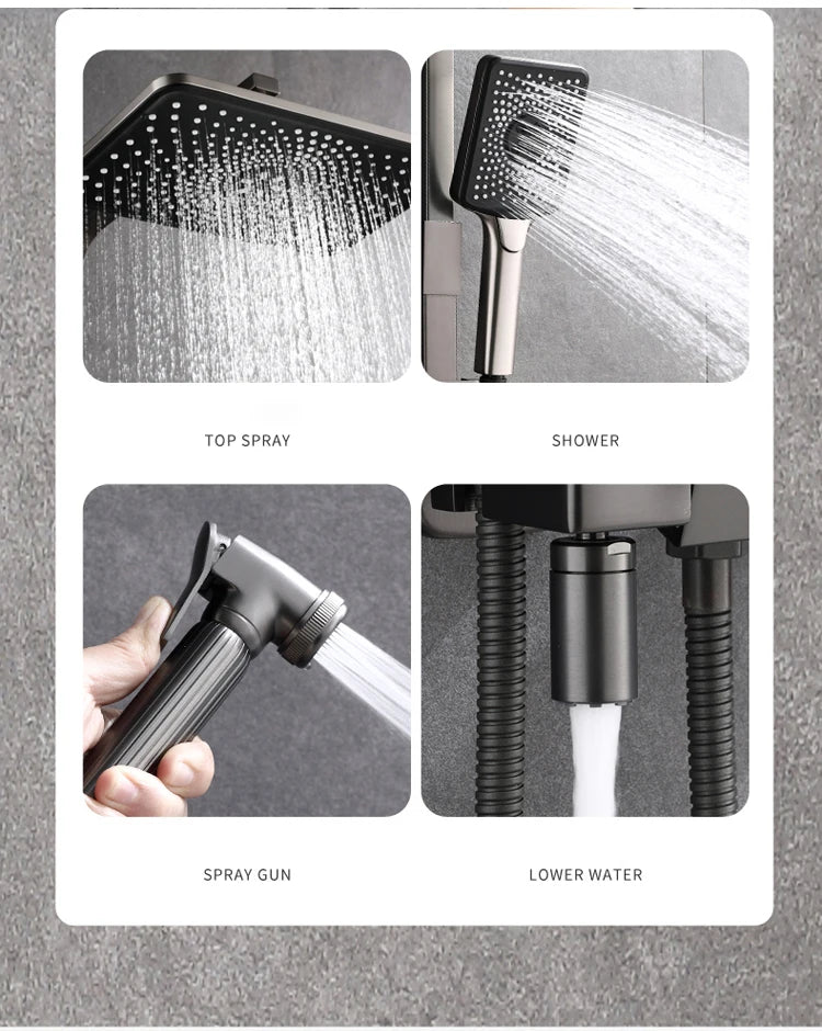Piano Digital Display Thermostatic Bathroom Shower Cold Brass