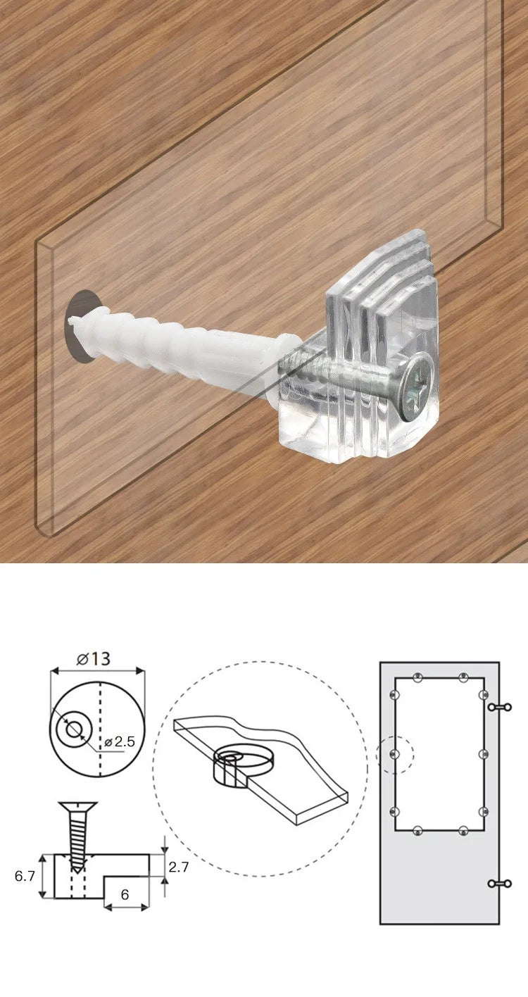 30 Sets Plastic Glass Retainer Clips Mirror Holder