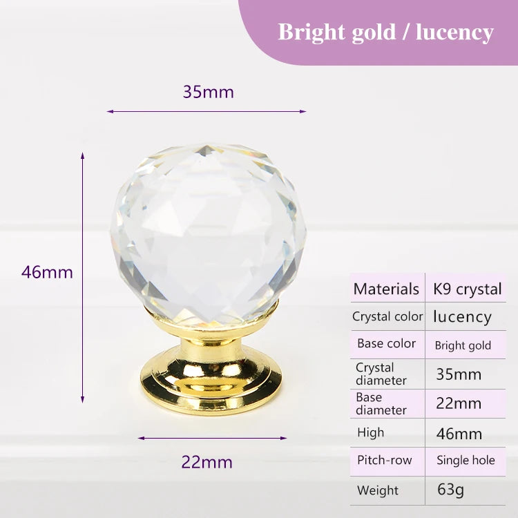 Colorful Crystal Glass Ball Pulls Knobs Wardrobe Door