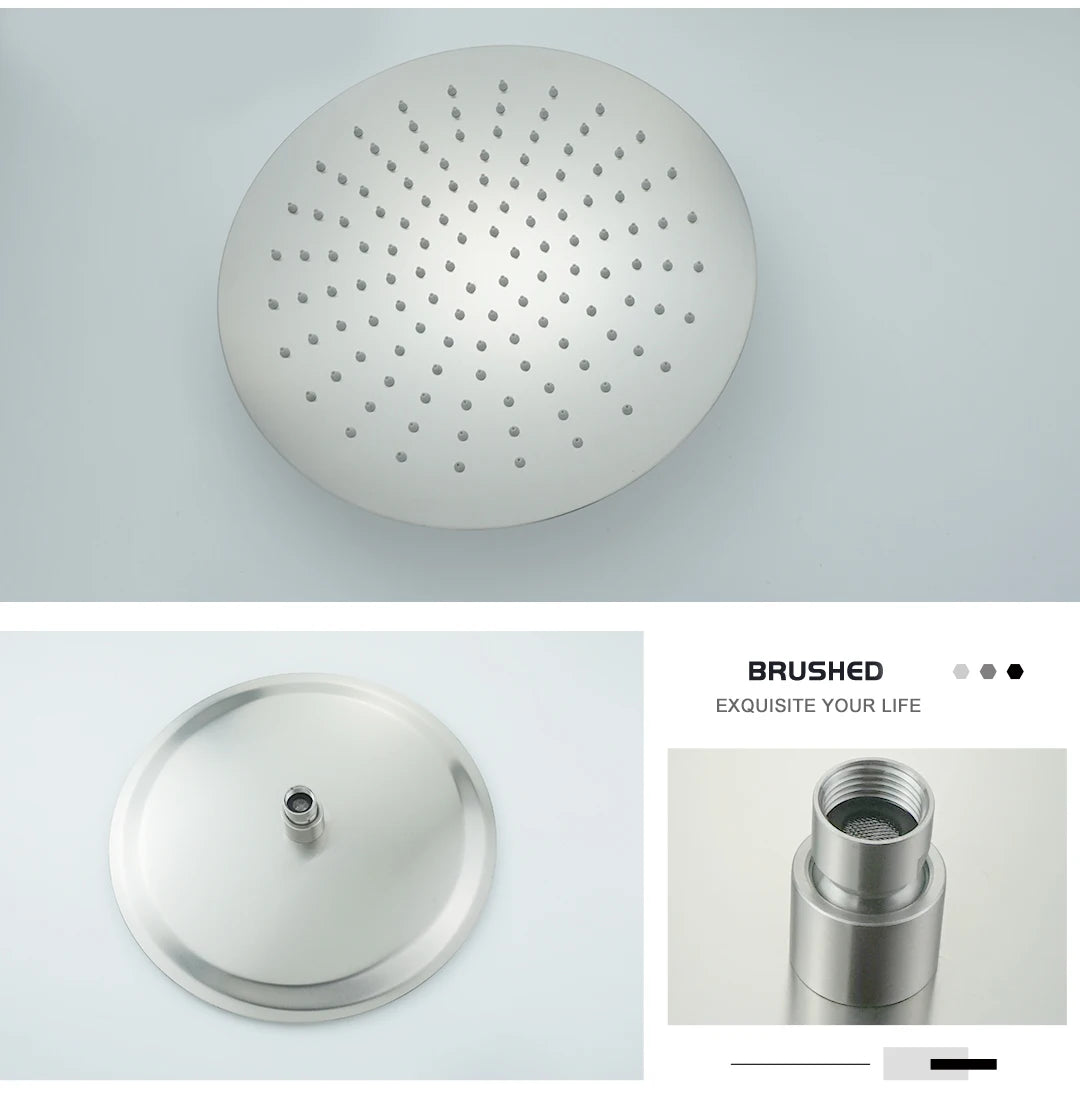 Brushed Gold Black Chrome Grey Overhead Shower Head