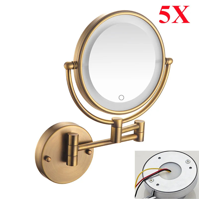 Charger Touch Led Folding Bathroom Mirrors 5x Magnifying