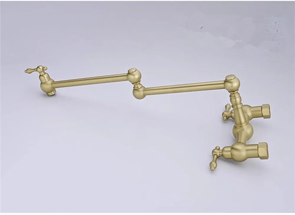 Brushed Gold Pot Filler Tap Black Foldable Faucet