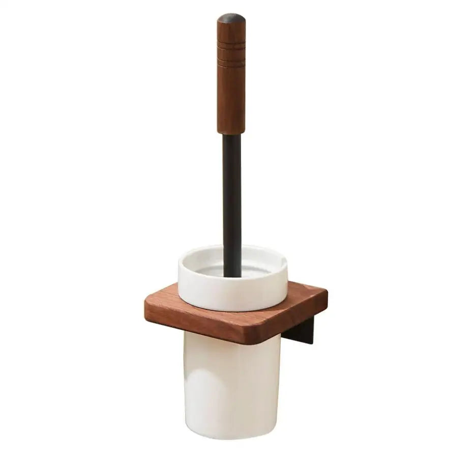 Walnut-Horse Bucket Brush Non-Dead Corner Toilet Shelf-Free
