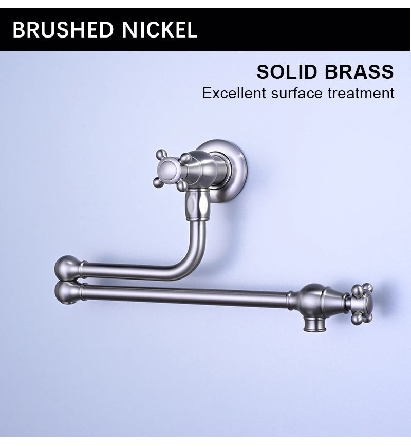 Awolf Solid Brass Pot Filler Brushed Grey Folding