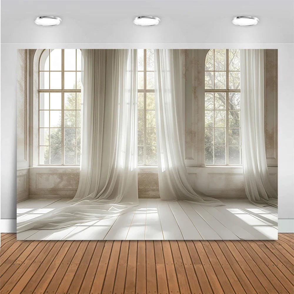 White Gauze Curtains Background Wedding Bride Shower Photography