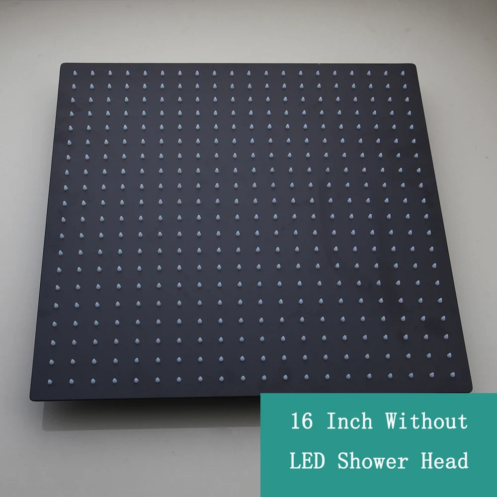 Kemaidi Shower Head Black Led Square Rainfall Shower