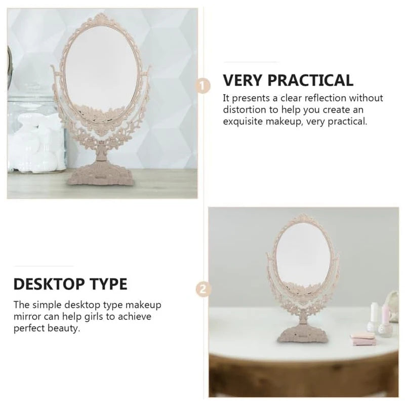 Vintage European Style Makeup Mirror Oval Shaped Cosmetic