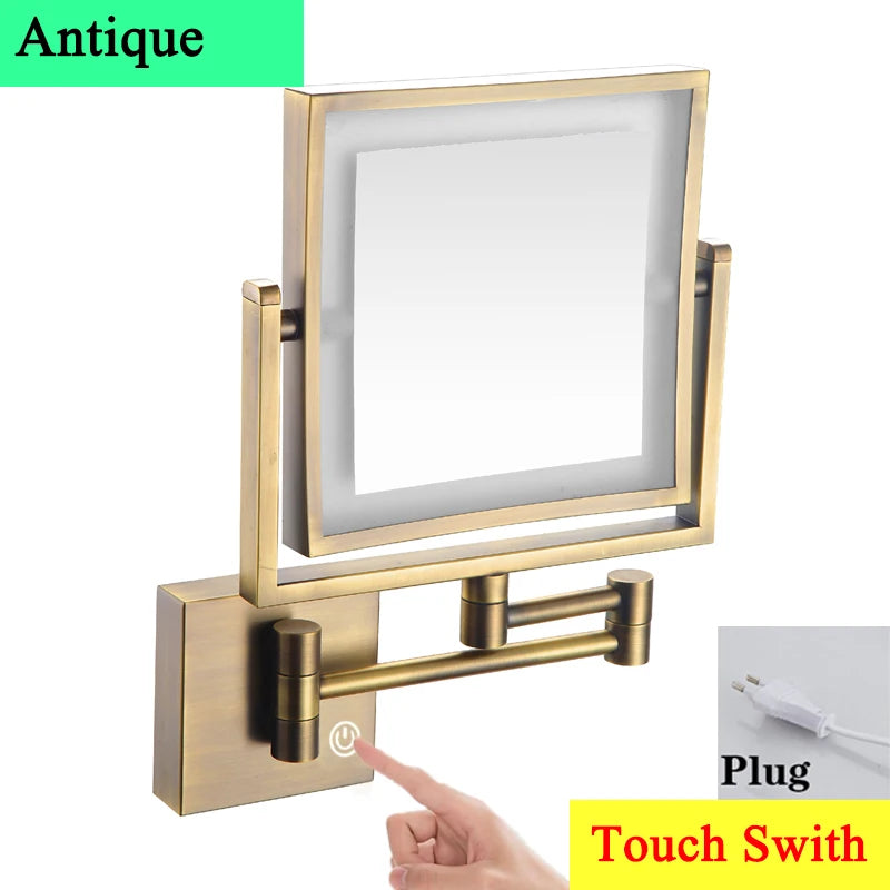Magnifying Bathroom Mirror Hunnise Quality Brass Gold Hotel