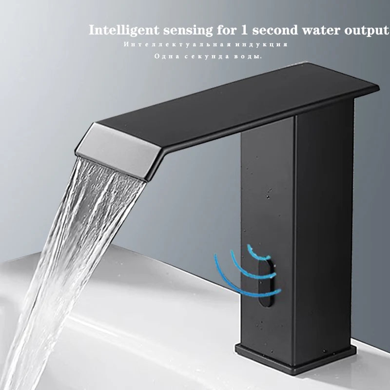 Smart Sensor Bathroom Basin Faucet Intelligent Black Automatic