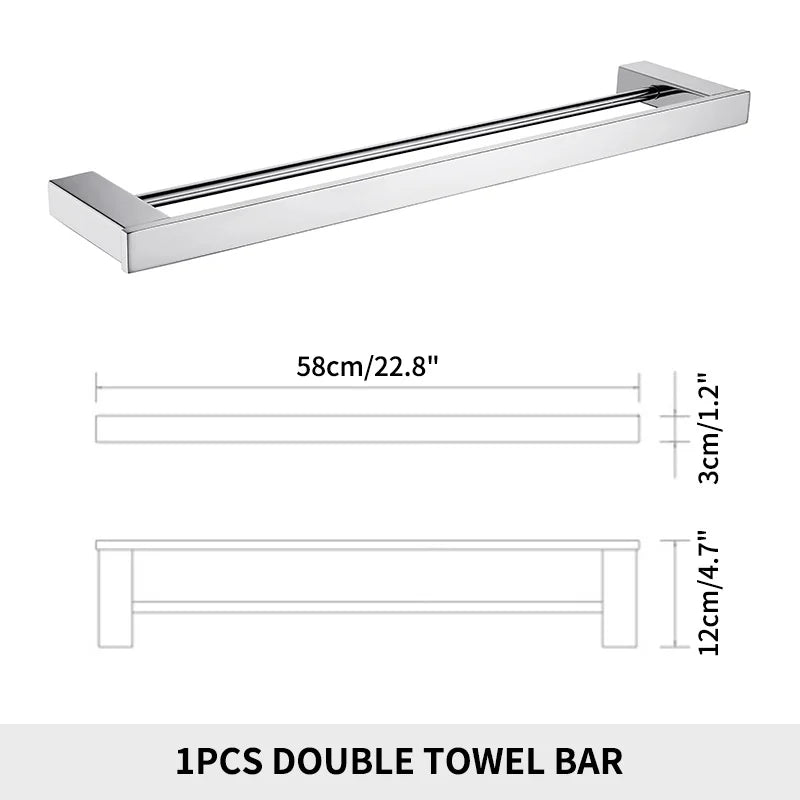 Stainless Steel Bathroom Wall Shelf Towel Bar Rack