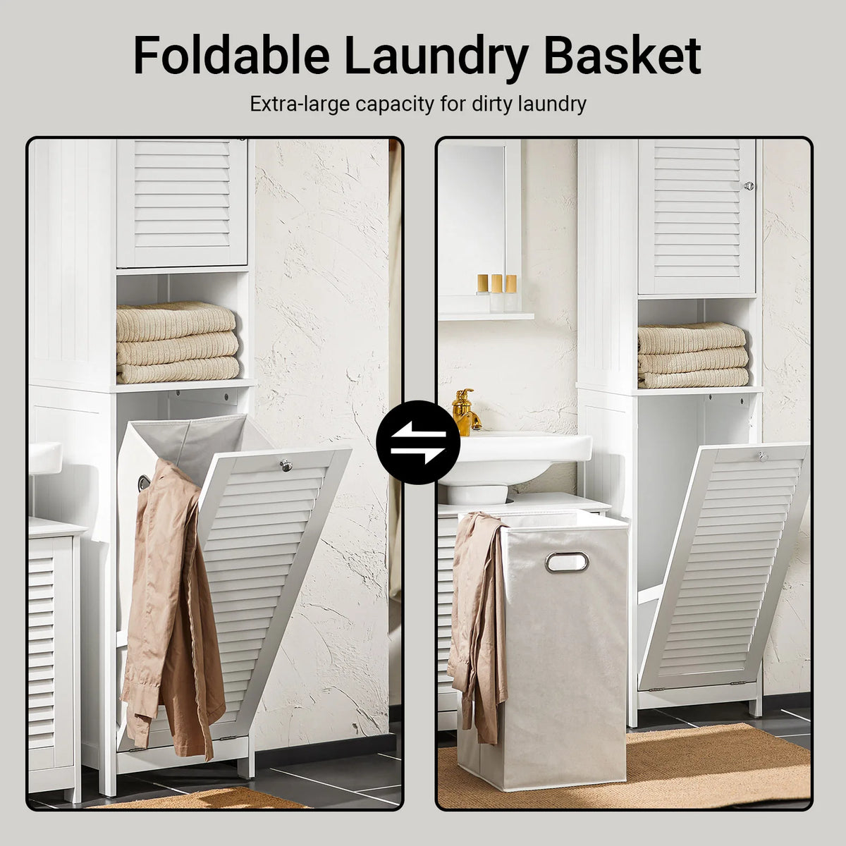 Sobuy Bzr124 High Wardrobe Fold-Out Laundry Bag Bathroom