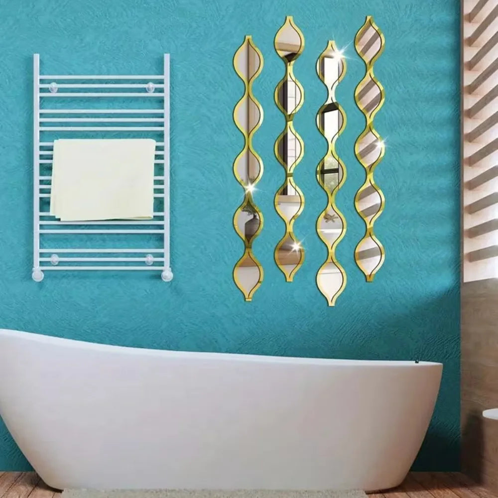 6/12pcs Gold Teardrop Wall Mirror Combinationartisticdecorative