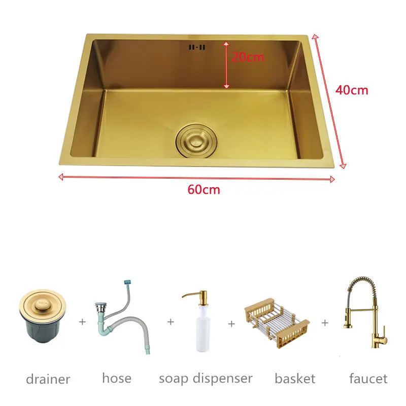 Golden Stainless Steel Sink Nano Coating Undermount/Topmount