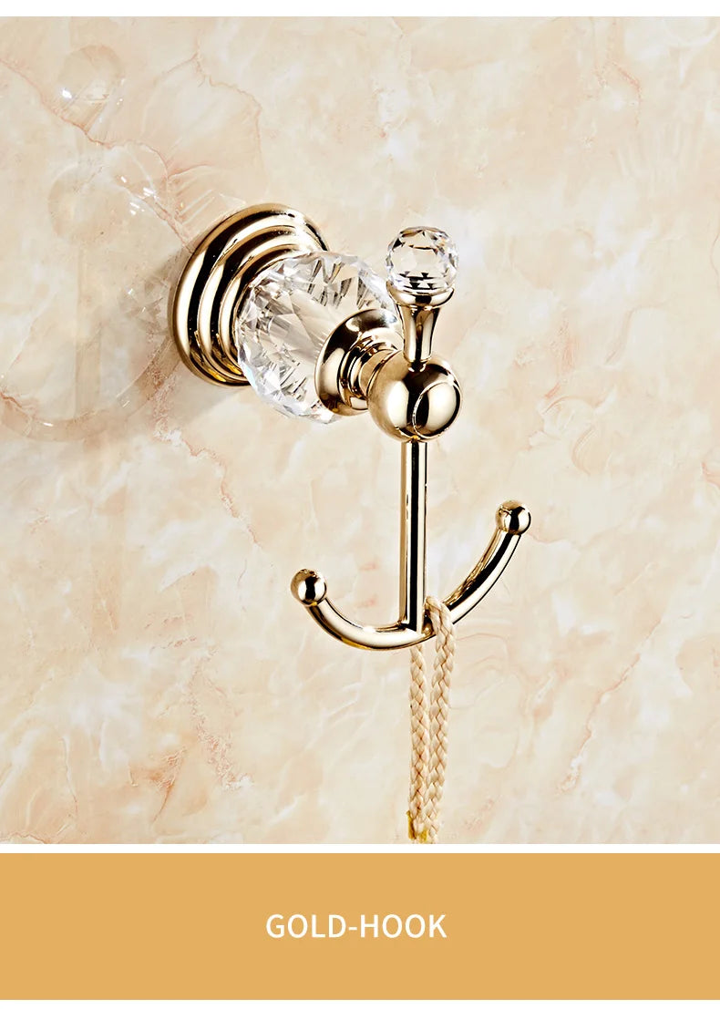 Ellen Golden Crystal Bathroom Hardware Adjust Towel Rack