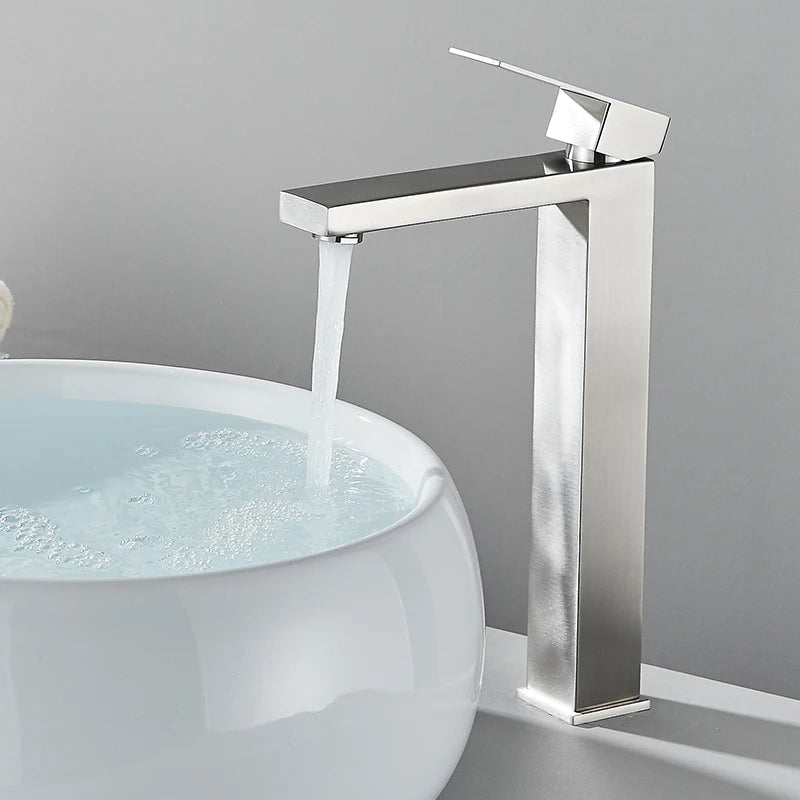 Stainless Steel Bathroom Faucet Deck Mount Basin Sink