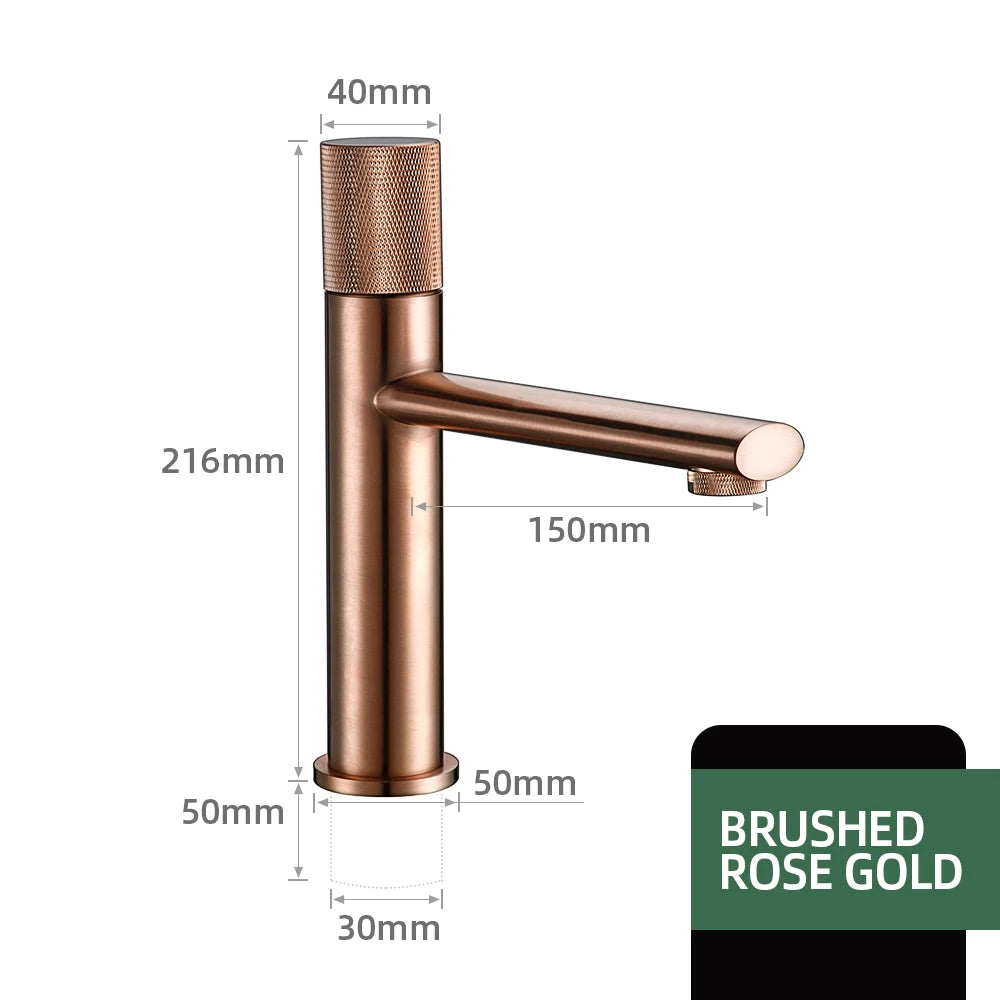 Knurled Faucet Brushed Gold Basin Faucet Bathroom Taps