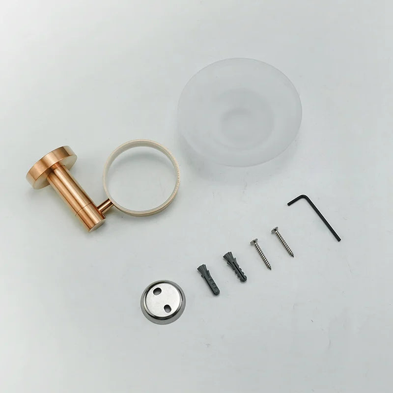 Brushed Rose Gold Bathroom Towel Rack Tissue Rack
