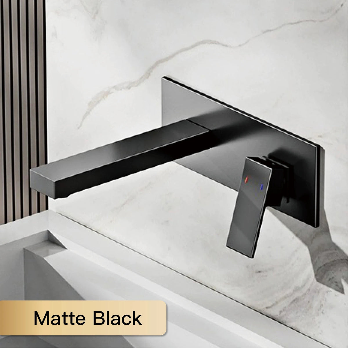 Luxury Brass Black Bathroom Simple Faucet Wall Mounted