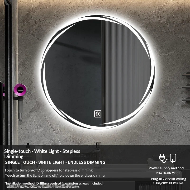 Bathroom Mirror 70 Cm Round Anti-Fog Led Bathroom