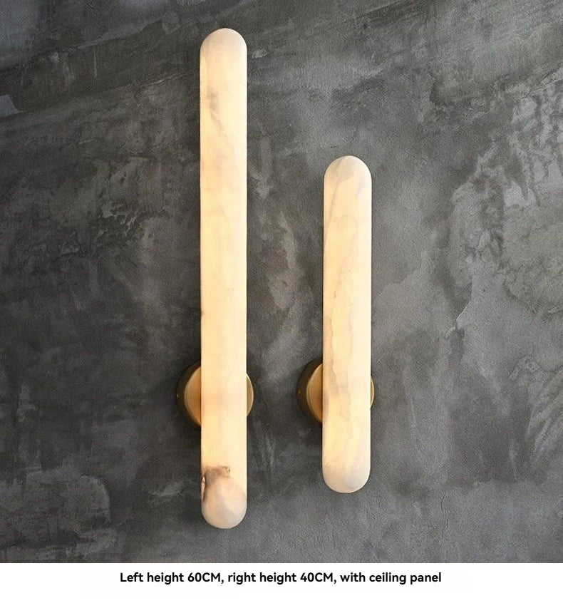 Full Brass Natural Marble Vanity Wall Light Bathroom