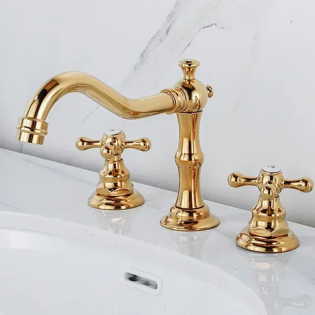 Zgrk Basin Faucet Black Brass Dual Handle Bathroom