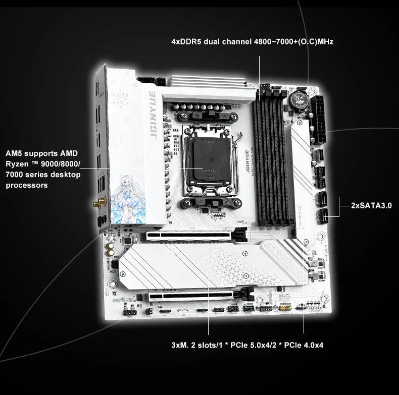 Jingyue B650e Snow Dream Gaming Motherboard Amd Am5