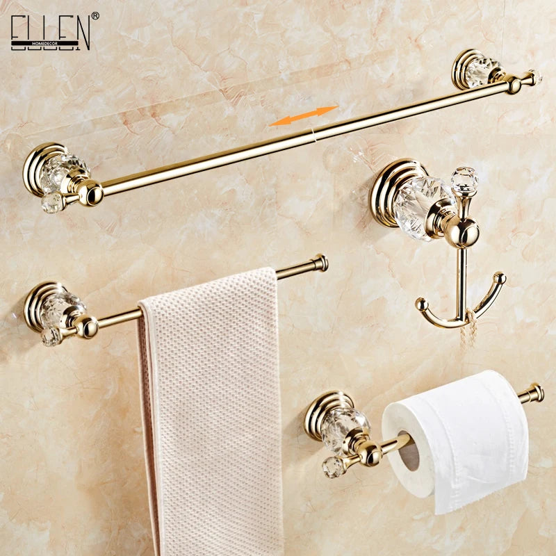 Ellen Golden Crystal Bathroom Hardware Adjust Towel Rack