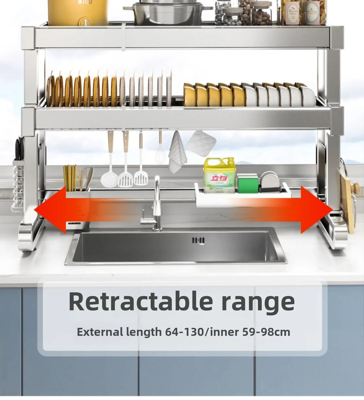 304 Stainless Steel Sink Storage Rack Layers Shelf