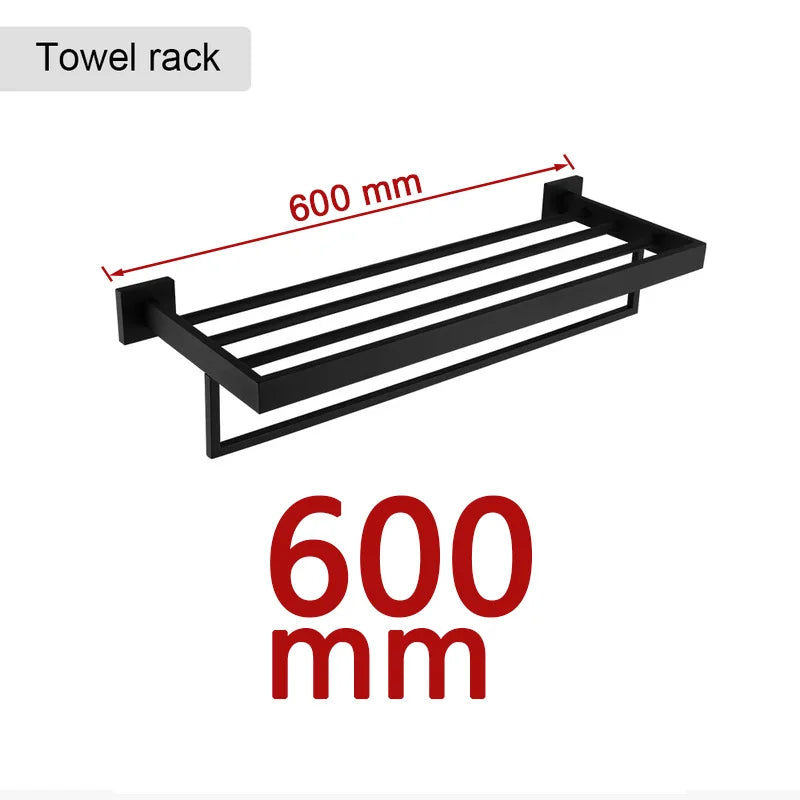 Matte Black Bathroom Hardware 304 Stainless Steel Towel