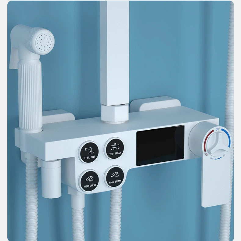 White Digital Bathroom Shower Quality Brass Bathroom Mixer