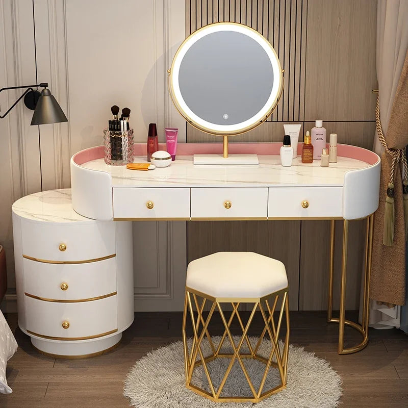 Pink White Vanity Table Women Luxury Nail European