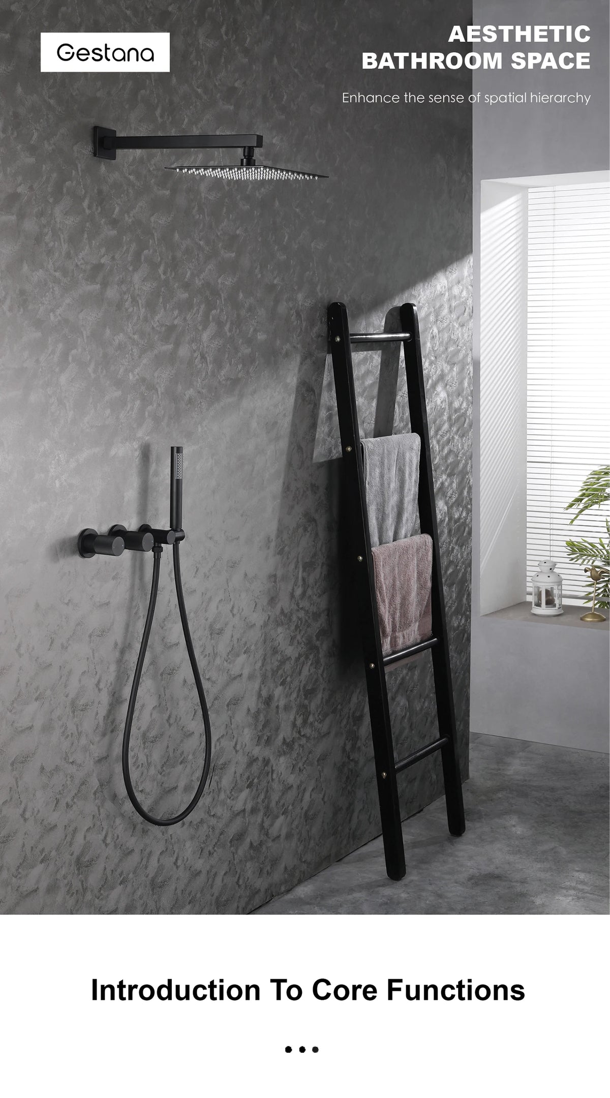 Luxury Gun Gray Brass Wall Mounted Shower System