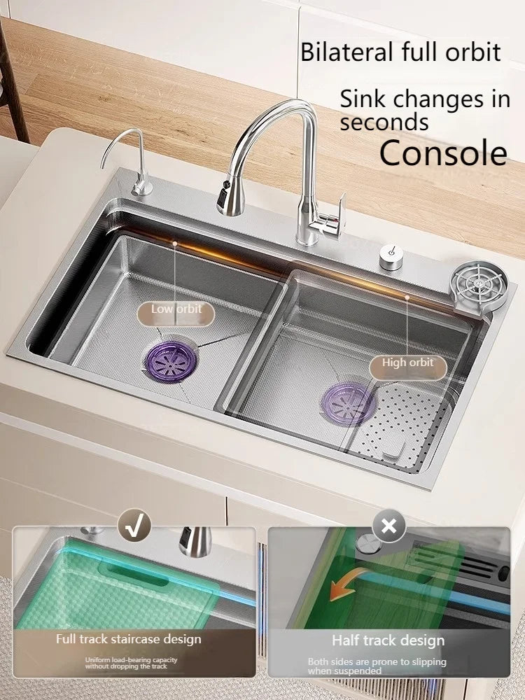 Drop In Sink 304 Stainless Steel Embossed Large