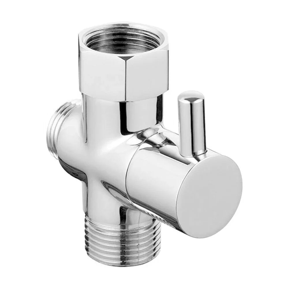Way Brass Diverter Valve T-Adapter Converter Chrome Shower