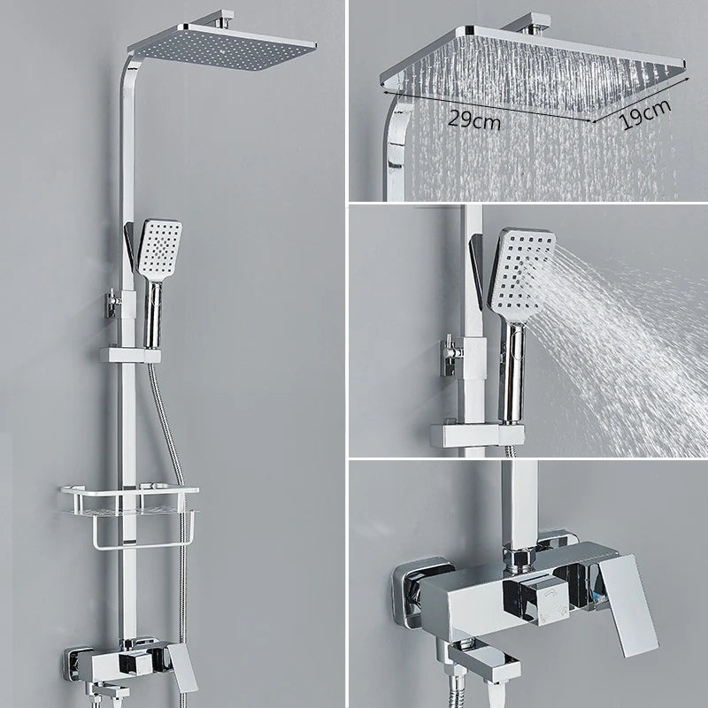 3/4-Way Shower Faucet Rainfall Shower Cold Water Mixer