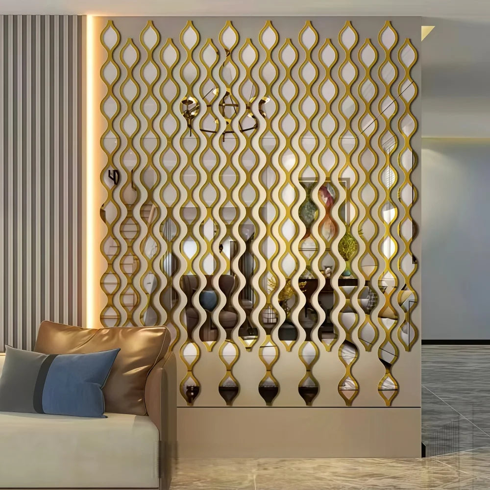 6/12pcs Gold Teardrop Wall Mirror Combinationartisticdecorative