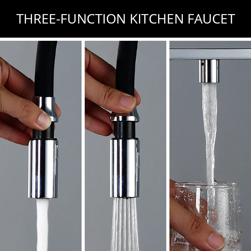 Bagnolux Copper Faucets Chrome Sink Black Hose Mount