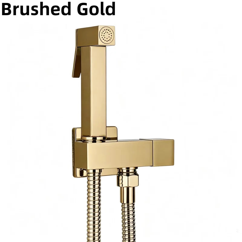 Brushed Rose Gold Brass Handheld Bidet High Voltage