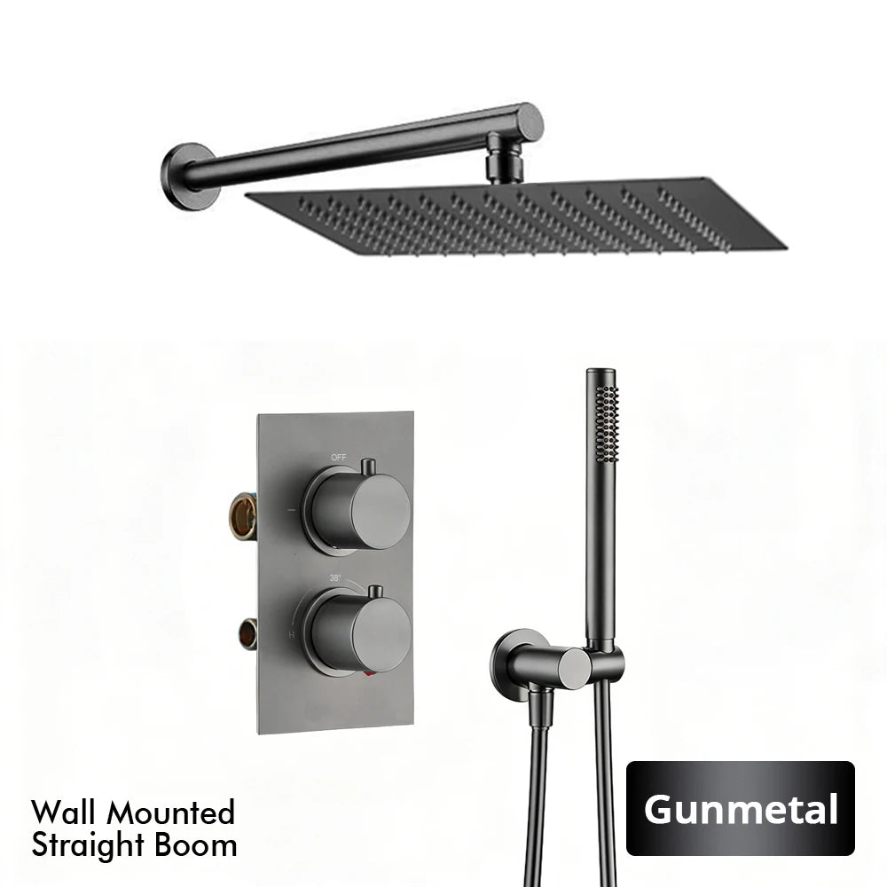 Bathroom Faucet Dial Way Brushed Gold Thermostat Shower