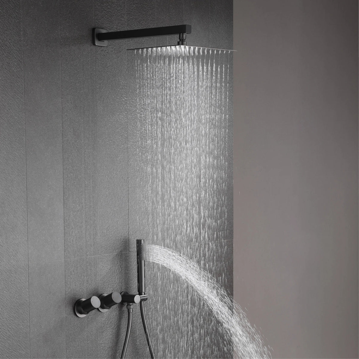Luxury Gun Gray Brass Wall Mounted Shower System