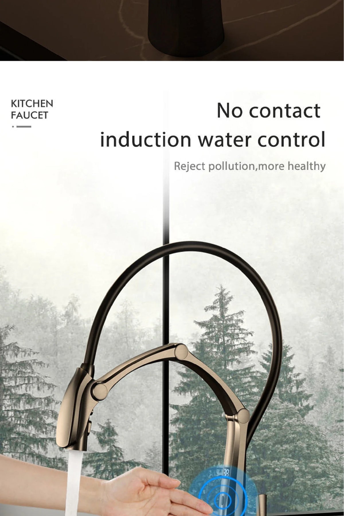 Luxury Brass Gun Gray Faucet Digital Display Intelligent