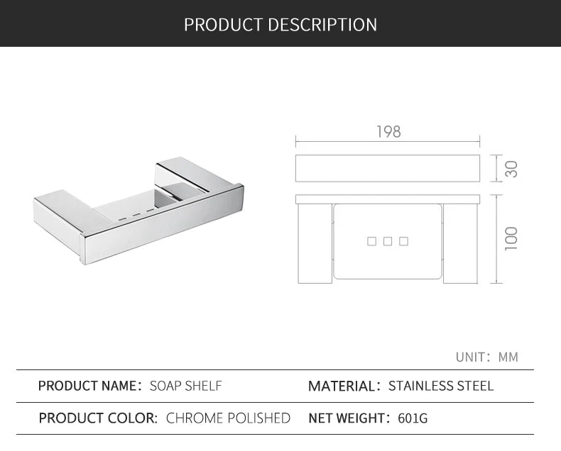 Stainless Steel Bathroom Wall Shelf Towel Bar Rack