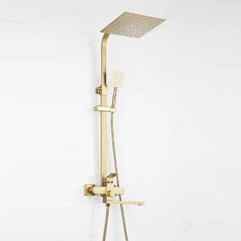 Luxury Rainfall Shower Height Adjustable 15cm Spout Bathroom