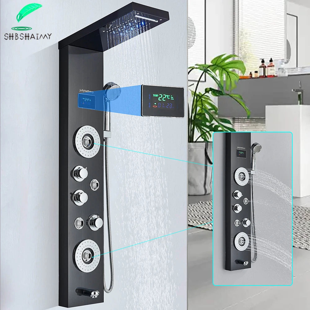 Led Shower Panel Tower System Rain Waterfall Shower