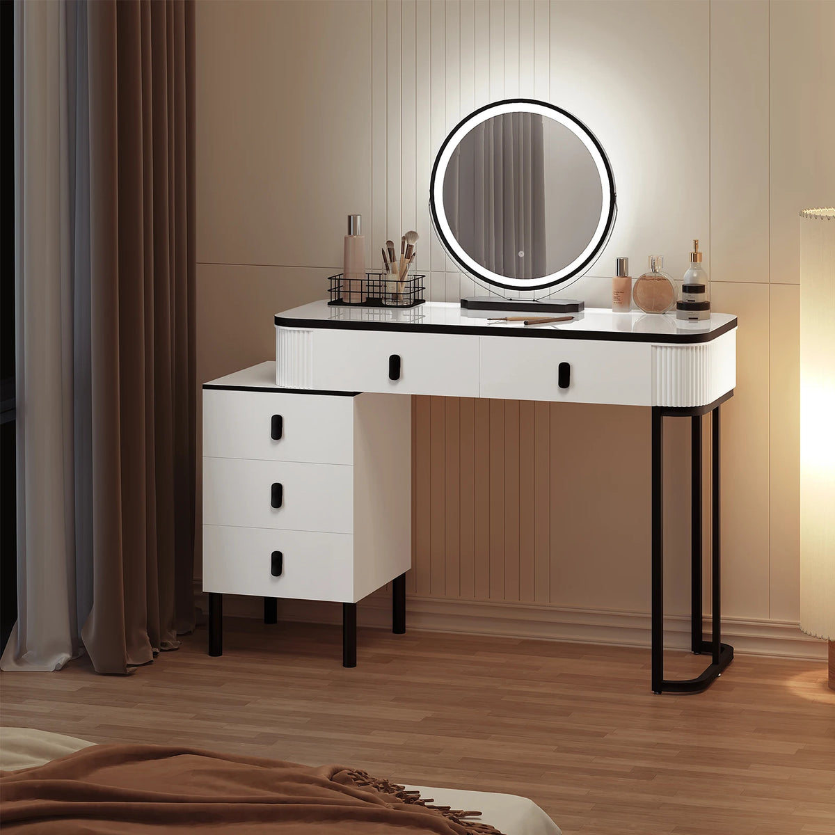 Woltu Dressing Table Led Lighting Mobile Mirror Girls