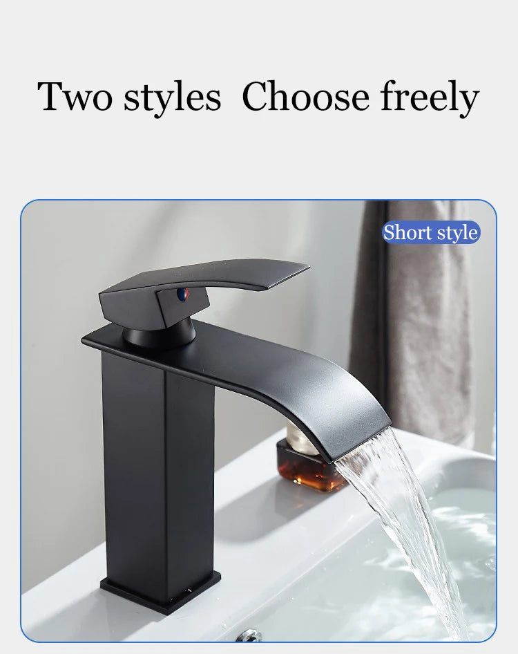 Splash-Proof Dual Control Countertop Waterfall Faucet Bathroom